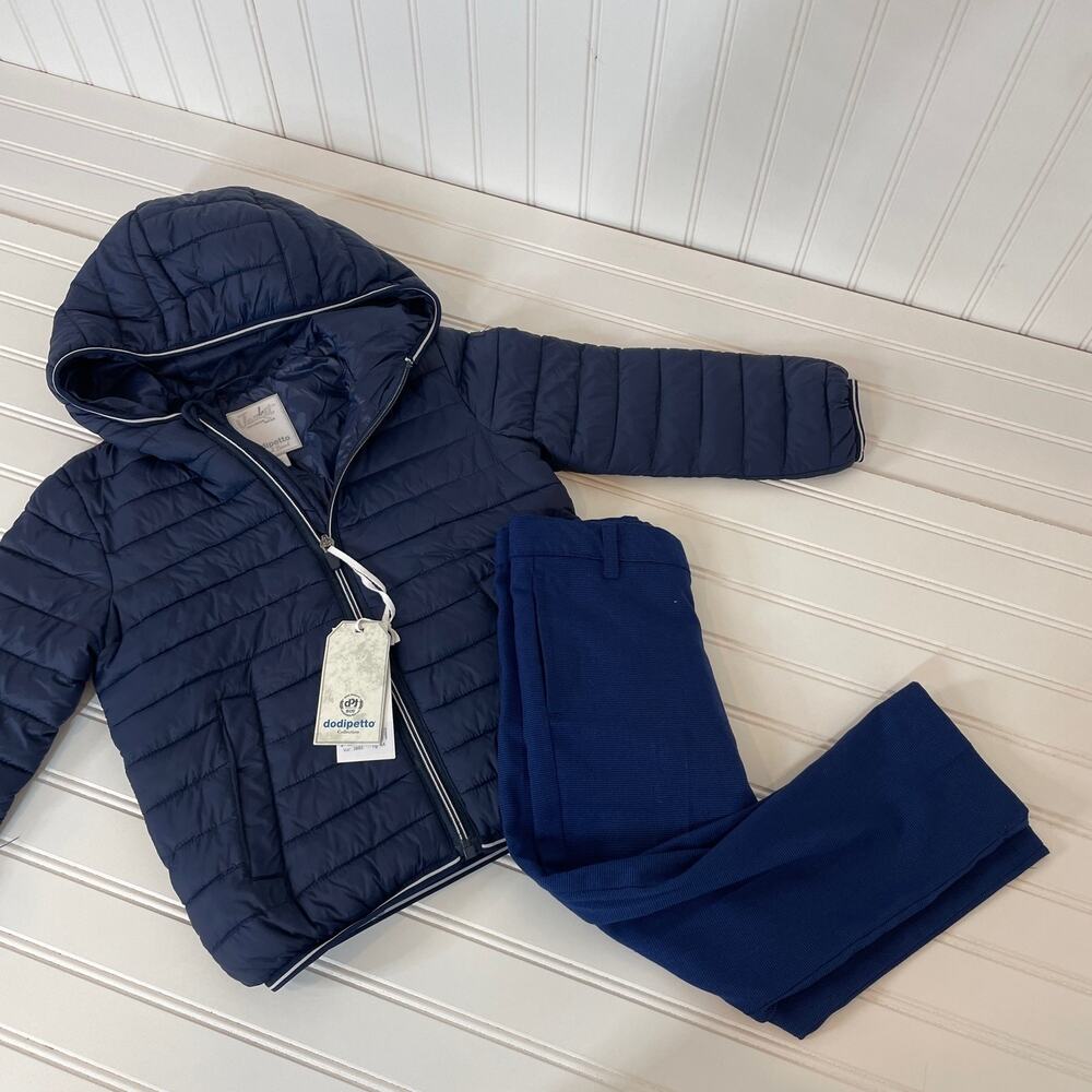 Andy & Evan & Dodipetto Boys Blue Puffer Jacket & School Pants Set Size 4